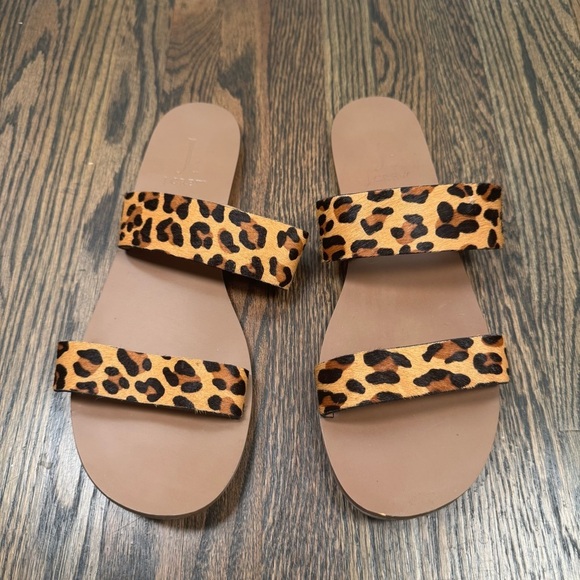 J.Crew Leopard calf hair easy summer slide sandals size 9 - Picture 2 of 5